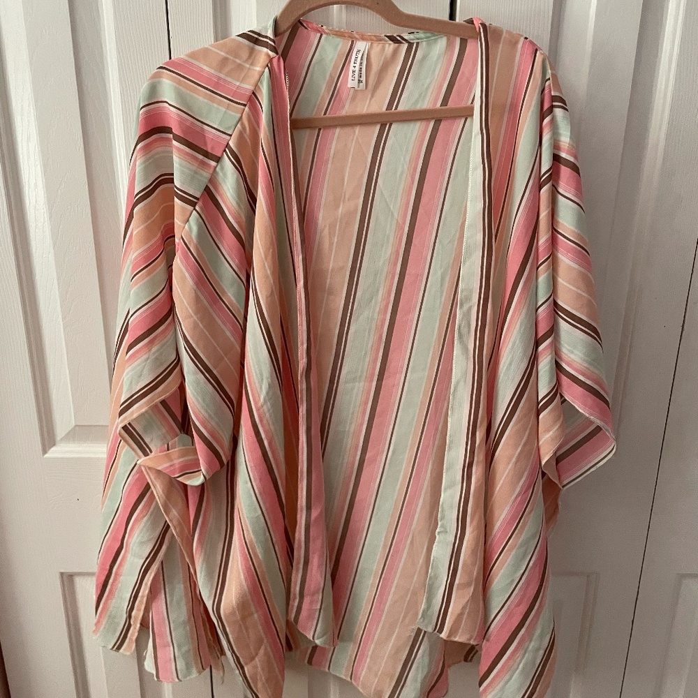 Plus Size Striped Spring Duster - image 1